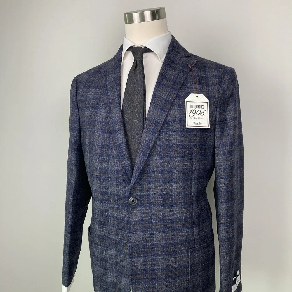 46R JOS A BANK‎ 1905 Men's Blazer SportCoat Jacket Check Wool C080680